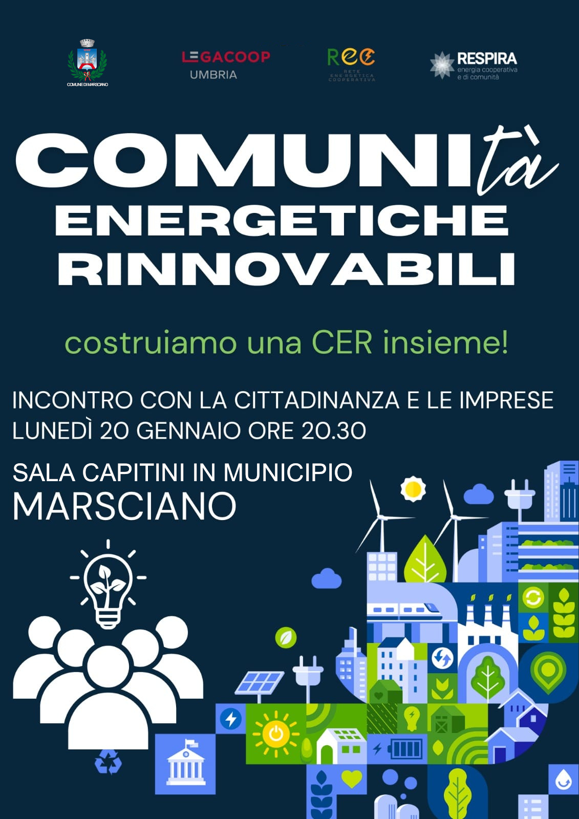 Comunità Energetica Rinnovabile, al via il processo partecipativo per la sua costituzione a Marsciano